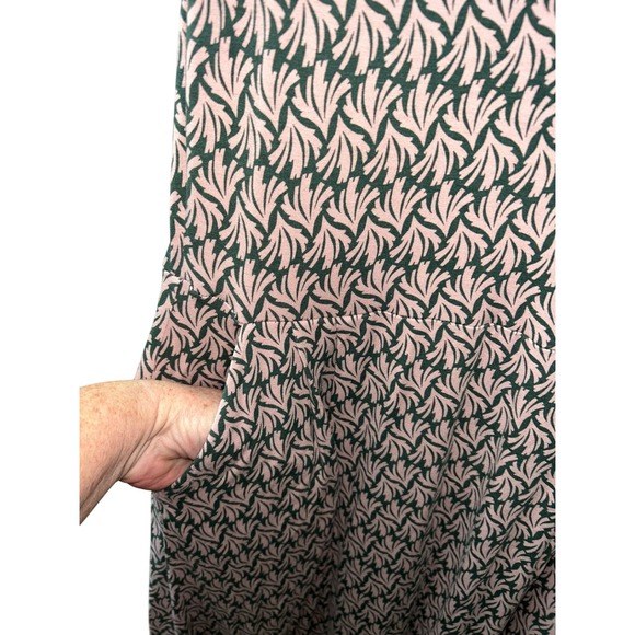 Boden Womens Midi Dress Pink Green Leaf Print Lucinda Size 8R - Picture 6 of 10